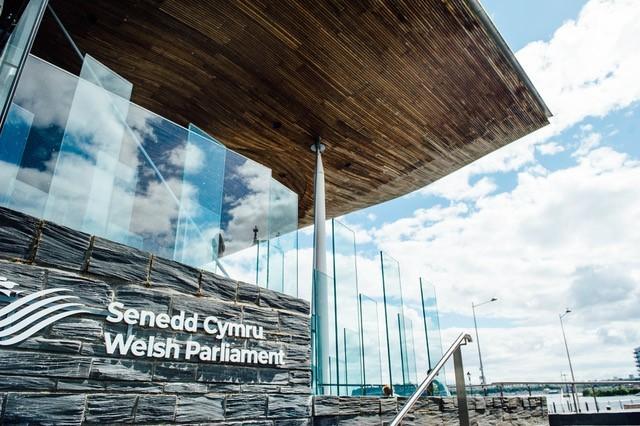 A photo of the Senedd Cymru Welsh Parliament Building in Cardiff Bay